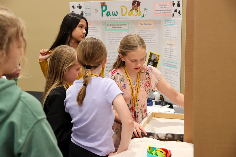 Student presenting at Iowa Invention Convention State Finals 2026