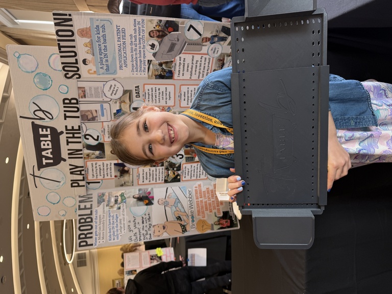 Brooke with her invention